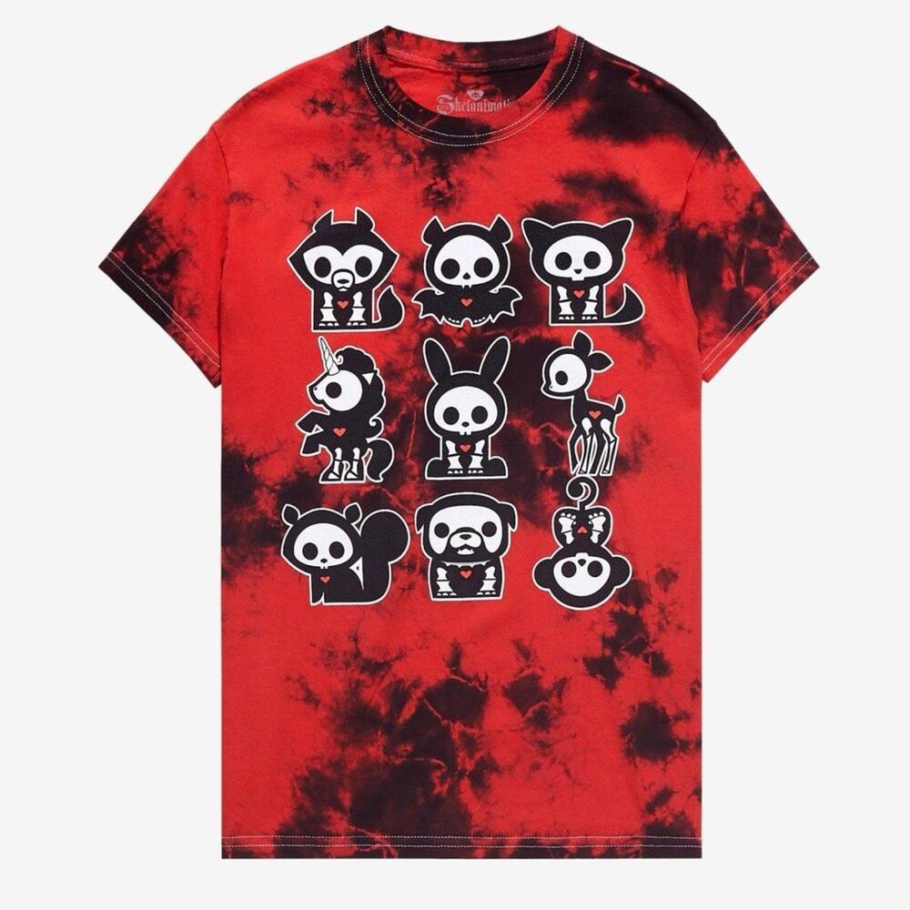 Y2K Skelanimals Group Red Wash Tie-Dye T-Shirt Men’s XL